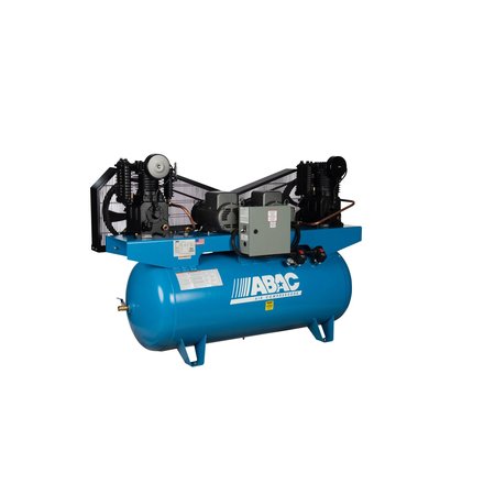 Abac IRONMAN 15 HP 2 x 7.5 HP 460 V Three Phase Two Stage 120 Gallon Horizontal Duplex Air Compressor ABC7-43120HD